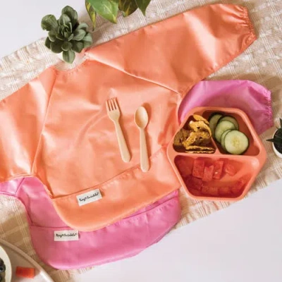 Tiny Twinkle Mess-proof/waterproof 2-pack Long-sleeve Bib In Orange