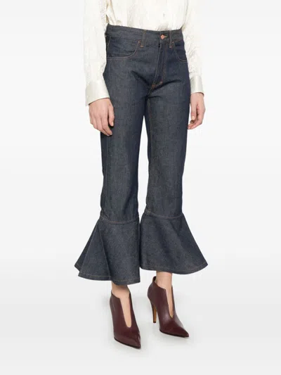 Bite Studios Flared Petal Leg Jeans In Blue