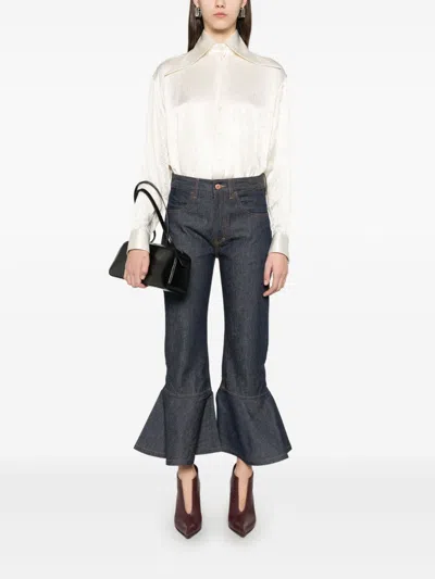 Bite Studios Flared Petal Leg Jeans In Blue