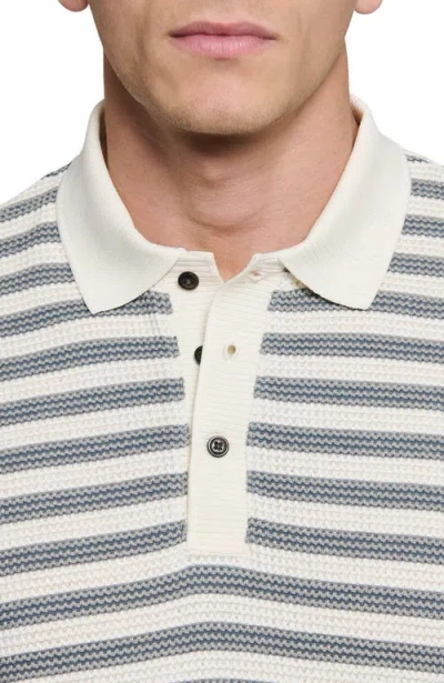 Construct Slim Fit Short Sleeve Stripe Polo In Gray