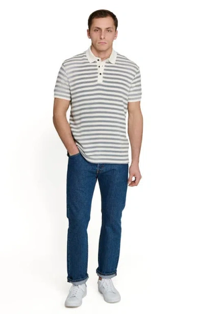 Construct Slim Fit Short Sleeve Stripe Polo In Gray