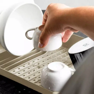 Ou Modern Compact Polypropylene Kitchen Dish Drying Rack In Gray