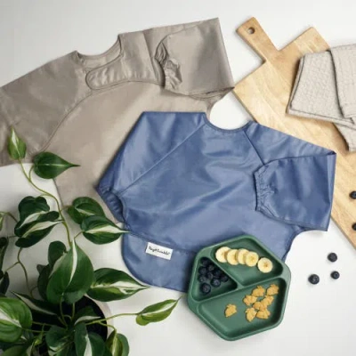 Tiny Twinkle Mess-proof/waterproof 2-pack Long-sleeve Bib In Blue
