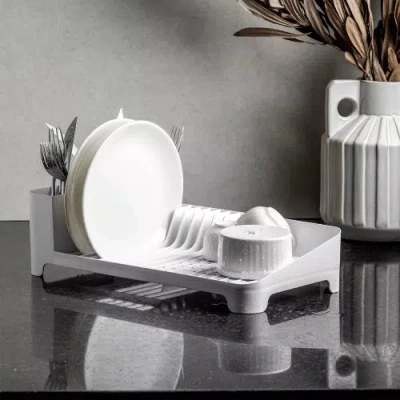 Ou Modern Compact Polypropylene Kitchen Dish Drying Rack In White