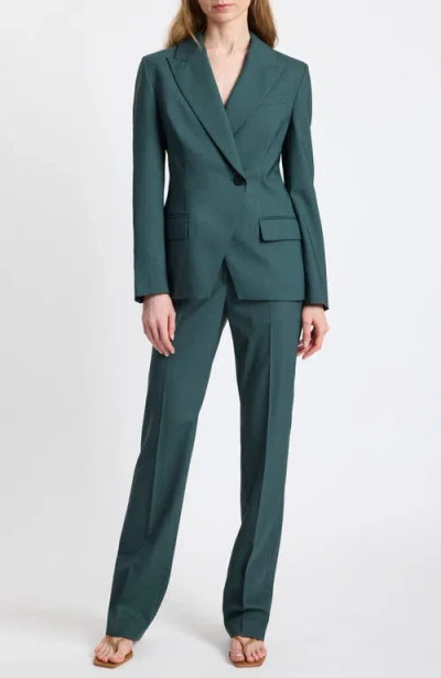 Santorelli Malli Single Button Wool Stretch Jacket In Green