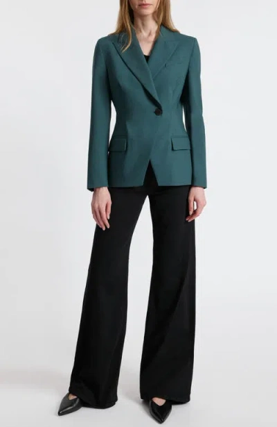 Santorelli Malli Single Button Wool Stretch Jacket In Green