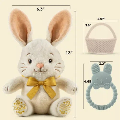 Sperric Plush Bunny With Bow And Silicone Teether Set
