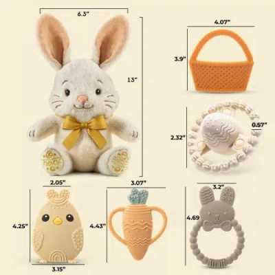 Sperric Plush Bunny With Bow And Silicone Teether Set In Neutral