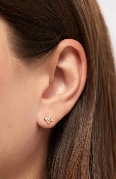 Ana Luisa Solid Yellow Gold Mini Flower Studs In Pattern
