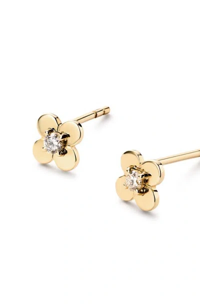 Ana Luisa Solid Yellow Gold Mini Flower Studs In Pattern