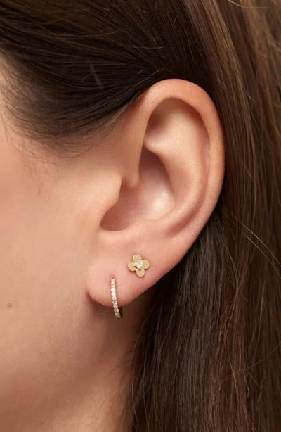 Ana Luisa Solid Yellow Gold Mini Flower Studs In Pattern