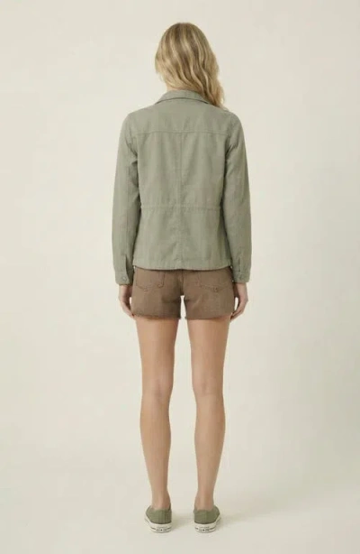 Modenaire Cropped Utility Drawstring Jacket In Green