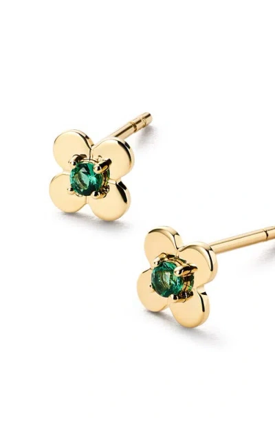 Ana Luisa Solid Yellow Gold Mini Flower Studs In Pink