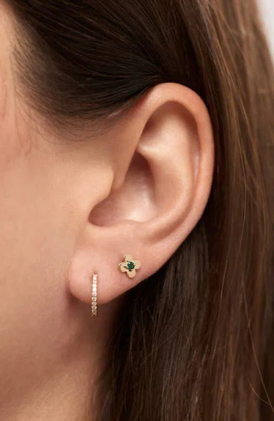 Ana Luisa Solid Yellow Gold Mini Flower Studs In Pink
