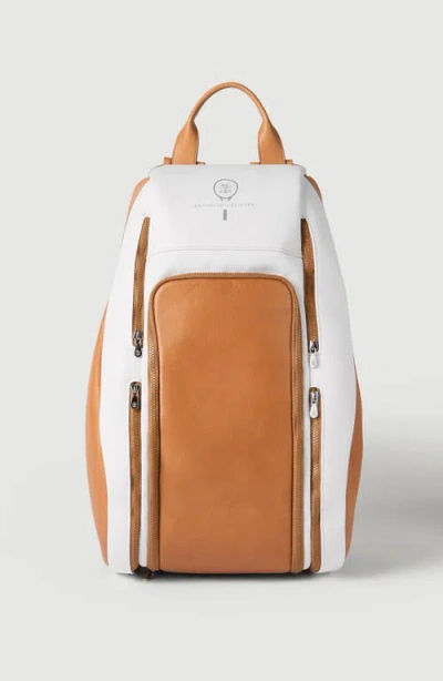 Brunello Cucinelli Zip Leather Backpack In Brown