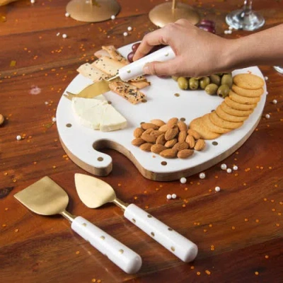Mela Artisans Sitara Cheese Server Set In White