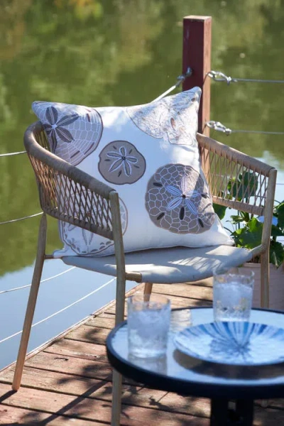 Rightside Designs Sand Dollar Neutrals Pillow In White
