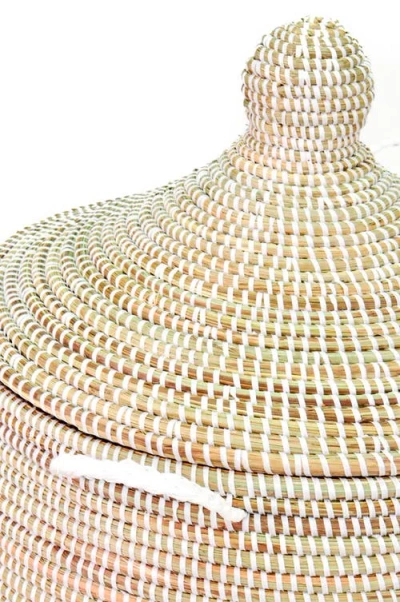 African Modern Medium Solid White Prayer Mat Hamper In Neutral