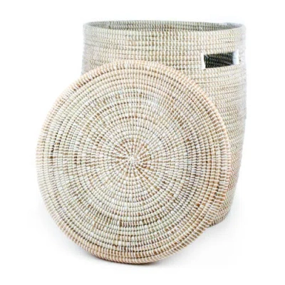 African Modern Solid White Peace Corps Hamper In Neutral