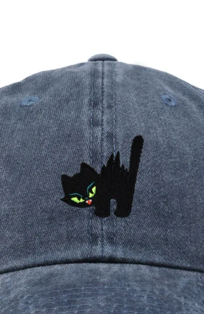 Dalix Blink Black Cat Dad Cap In Blue