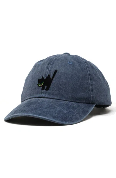 Dalix Blink Black Cat Dad Cap In Blue