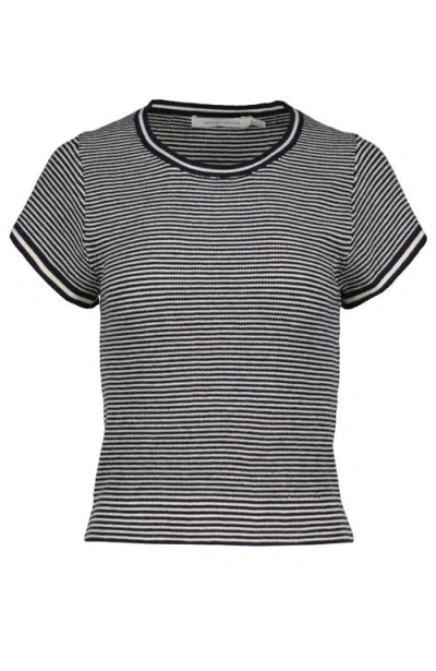 Bishop + Young Hepburn Short Sleeve Sweater In Stripe In Animal Print