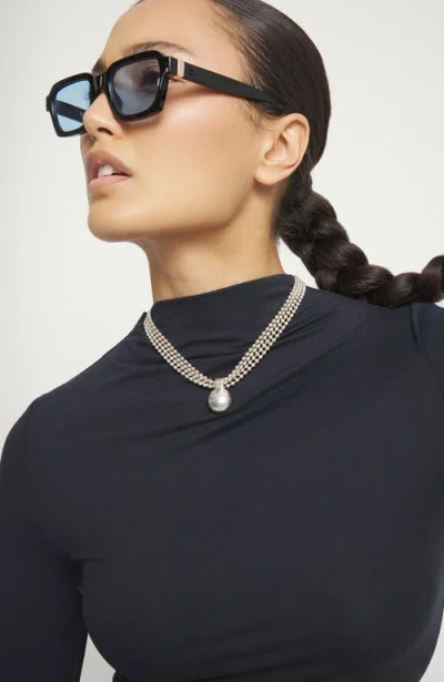 Unode50 Sterling Silver Alloy Necklace With Silver Threads And Big Shaped Ball In Orange