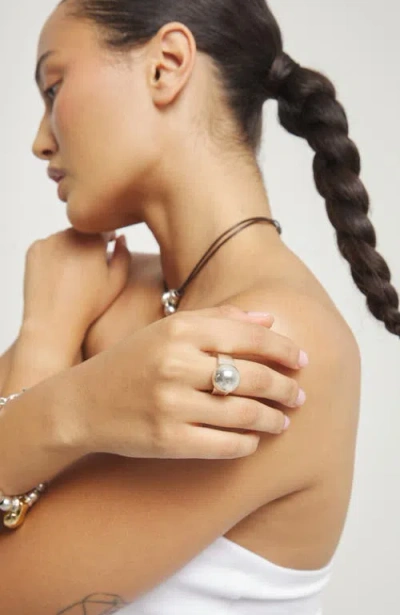 Unode50 Sterling Silver Plated Ring In Metallic