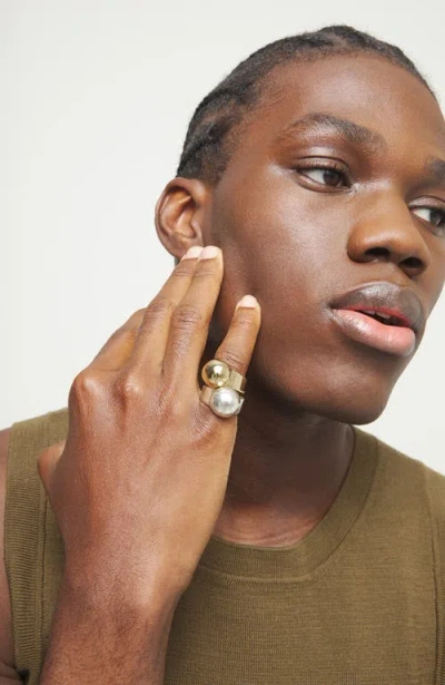 Unode50 Sterling Silver Plated Ring In Metallic