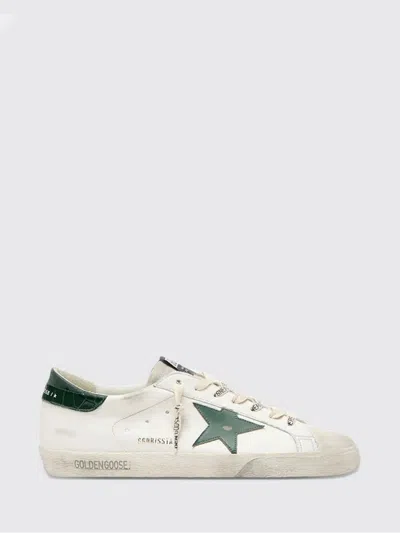 Golden Goose Super-star White Low Top Sneakers With Embossed Logo And Contrasting Heel Tab In Leather Man In White