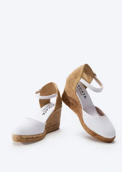 Viscata Satuna Canvas Espadrille Wedges In White