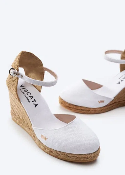 Viscata Satuna Canvas Espadrille Wedges In White