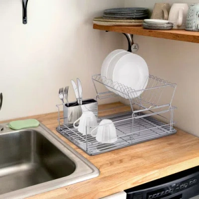 Better Chef 4 Piece 18.5" Dish Drying Rack Set In Silver