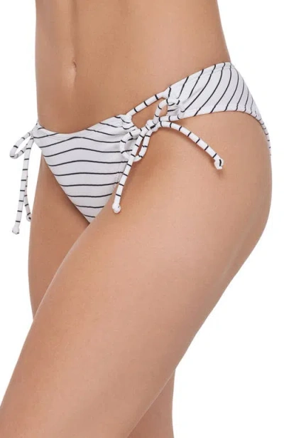 Stevie Adjustable Side Tie Scoop Bikini Bottom In Blue