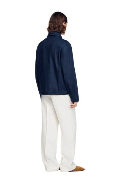Sandro Denim Worker Jacket In Blue