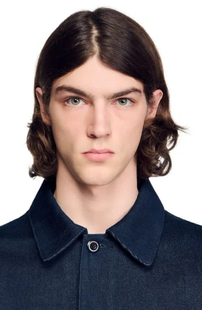 Sandro Denim Worker Jacket In Blue