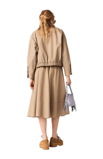 Maje Cotton Bomber Jacket In Brown