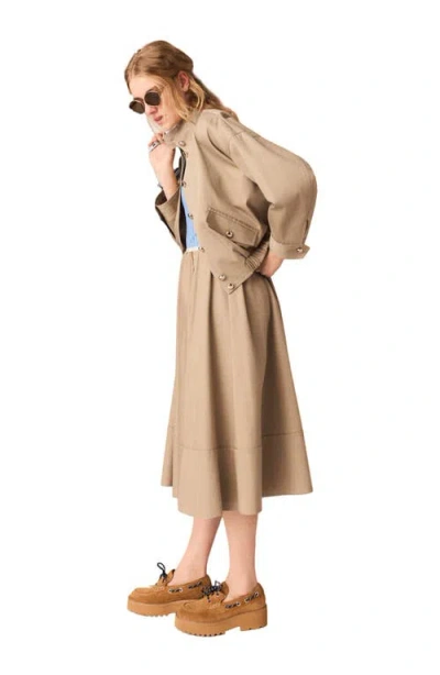 Maje Cotton Bomber Jacket In Brown