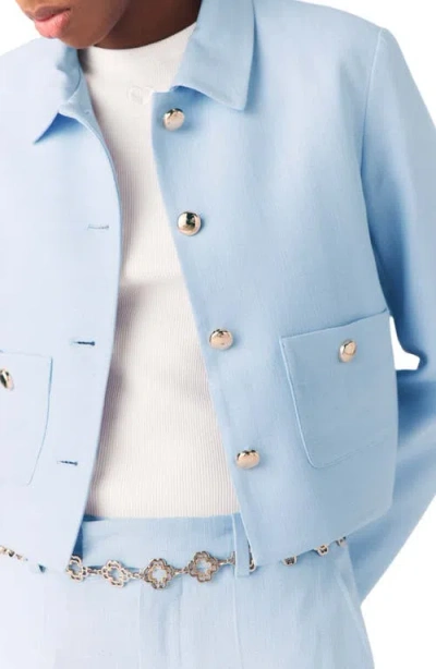 Maje Short Single-breasted Jacket In Blue