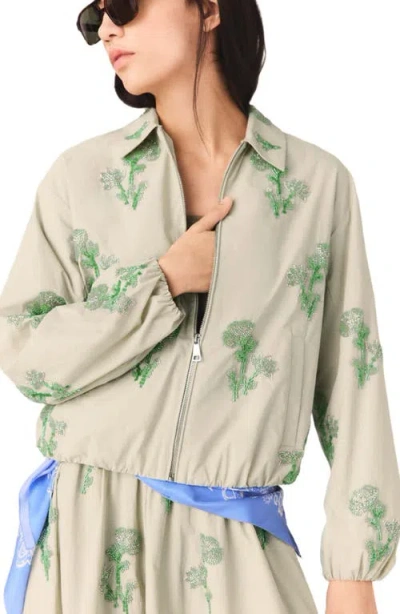 Maje Embroidered Technical Bomber Jacket In Brown