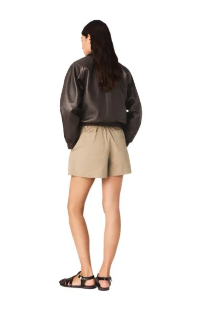 Maje Cotton-blend Belted Shorts In Brown