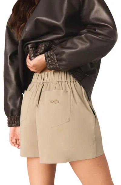 Maje Cotton-blend Belted Shorts In Brown