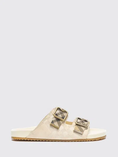 Burberry Checked Canvas Jacquard-trimmed Suede Sandals