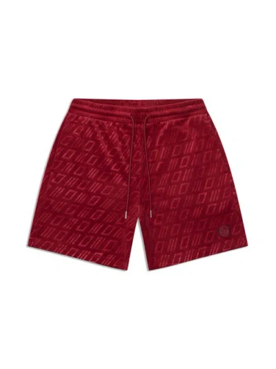 Sergio Tacchini Bandiera Debossed Velour Short In Red