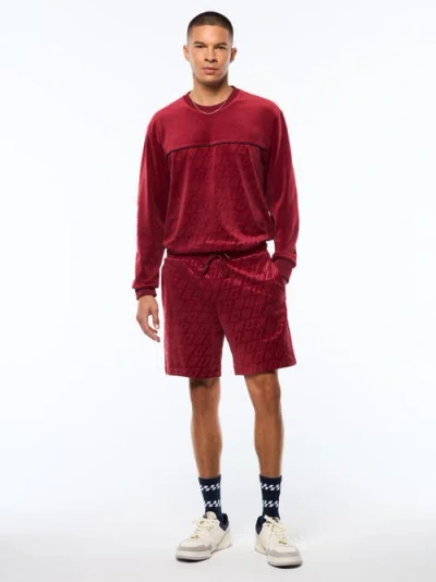 Sergio Tacchini Bandiera Debossed Velour Short In Red