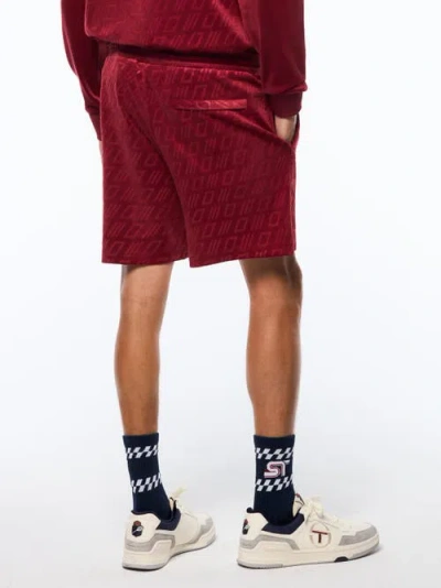 Sergio Tacchini Bandiera Debossed Velour Short In Red