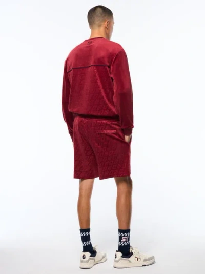 Sergio Tacchini Bandiera Debossed Velour Short In Red