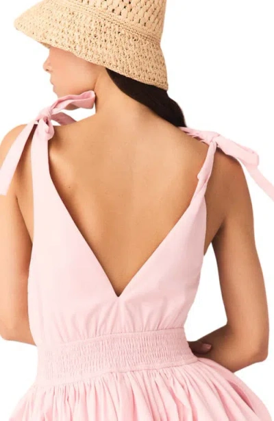 Maje Womens Pink Flared Smocked-waist Cotton Mini Dress