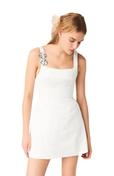 Maje Robe Courte En Satin In White