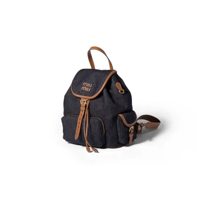 Miu Miu Denim Backpack In Multi